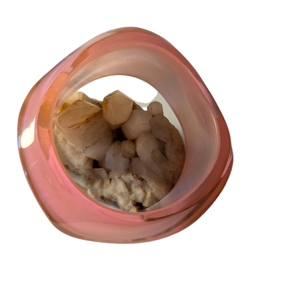 Chunky Wave Bangle Geometric Bangle 1990's Pink Bangle Pearlescent Translucent - Picture 3 of 7